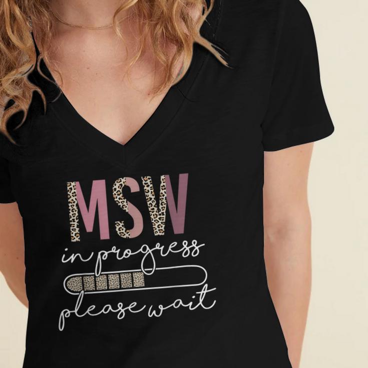 Master Social Worker MSW Graduation Social Work Student Women's Jersey Short Sleeve Deep V-Neck Tshirt