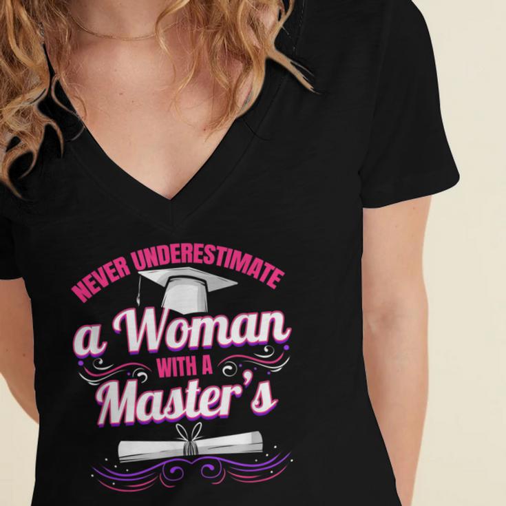 Master University Degree Master Graduation Party Girl Women's Jersey Short Sleeve Deep V-Neck Tshirt