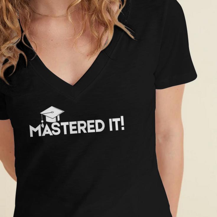 Mastered It MBA Graduation Shirt Him Her 2018 Women's Jersey Short Sleeve Deep V-Neck Tshirt