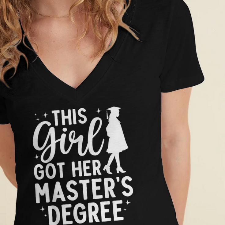 Masters Degree Art For Women Girls Masters Degree Graduation Women's Jersey Short Sleeve Deep V-Neck Tshirt