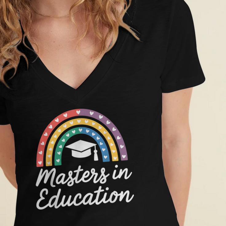 Masters Degree In Education Graduation Matching Graduate Women's Jersey Short Sleeve Deep V-Neck Tshirt