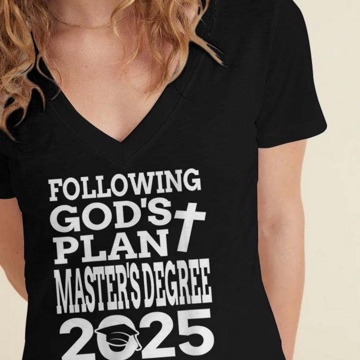 Masters Degree Graduation 2025 Christian MSW MPH MBA Women's Jersey Short Sleeve Deep V-Neck Tshirt