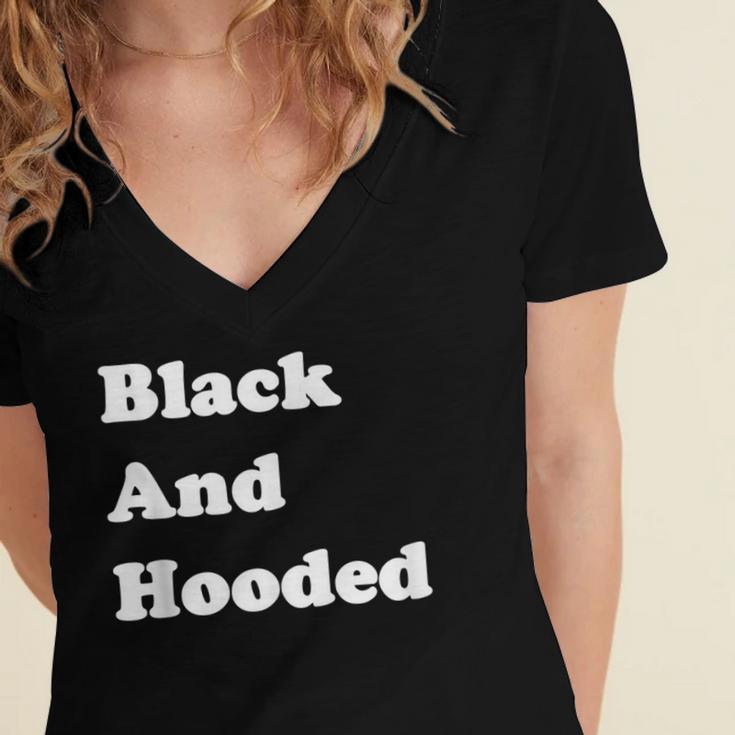 Masters Degree Graduation And Hooded T-Shirt Women's Jersey Short Sleeve Deep V-Neck Tshirt