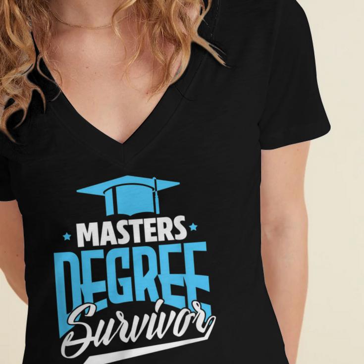 Master's Degree Graduation Masters Degree Survivor Women's Jersey Short Sleeve Deep V-Neck Tshirt