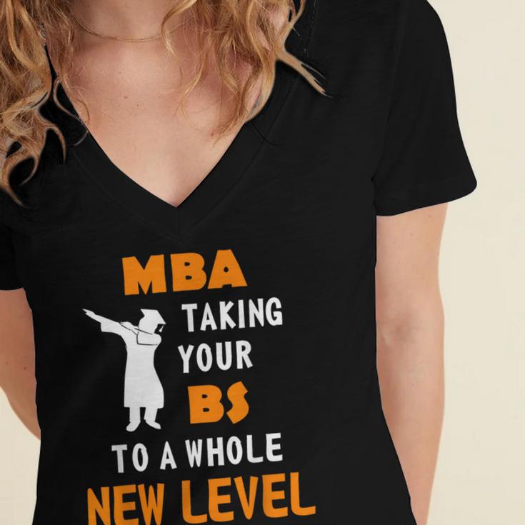 Masters Degree Graduation Shirt For MBA Grad Student Women's Jersey Short Sleeve Deep V-Neck Tshirt