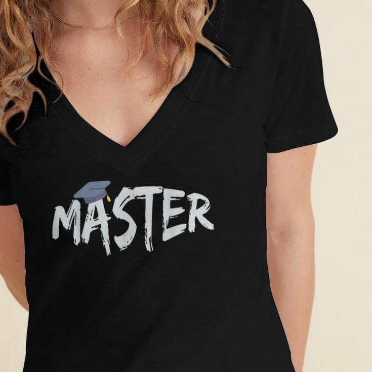 Masters Degree Master Graduation Graduate School Women's Jersey Short Sleeve Deep V-Neck Tshirt