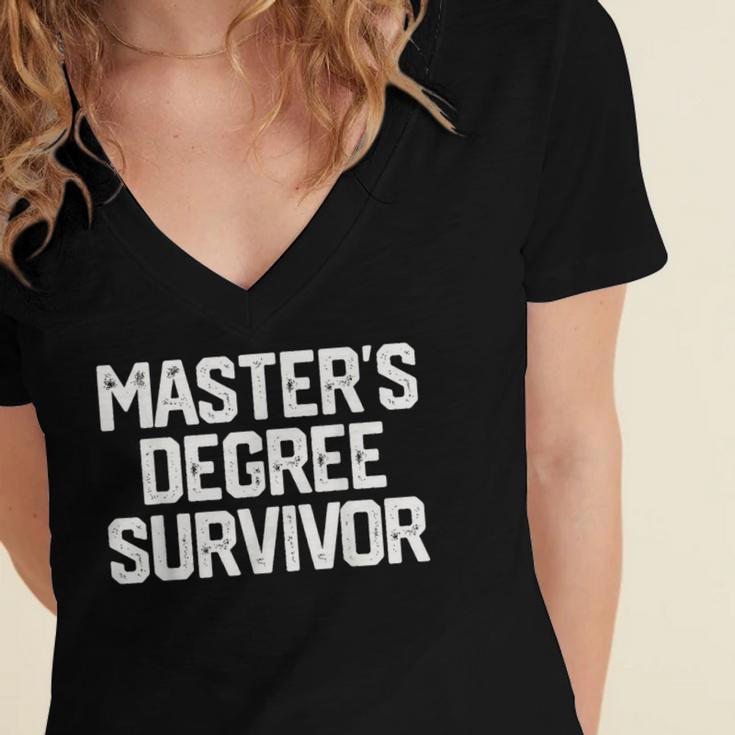 MASTER'S DEGREE SURVIVOR Graduation Grad College Women's Jersey Short Sleeve Deep V-Neck Tshirt