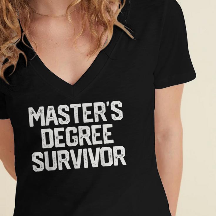 MASTER'S DEGREE SURVIVOR Graduation Grad Shirt College Women's Jersey Short Sleeve Deep V-Neck Tshirt
