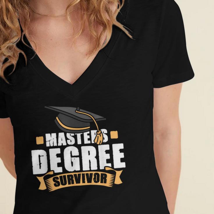 Masters Degree Survivor Graduation For MBA Graduate Women's Jersey Short Sleeve Deep V-Neck Tshirt