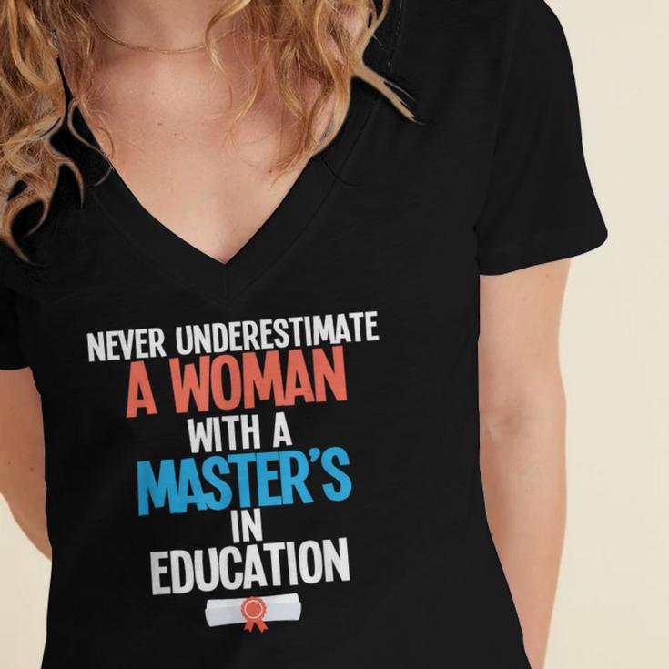 Masters In Education Degree Graduation Women MeD Women's Jersey Short Sleeve Deep V-Neck Tshirt