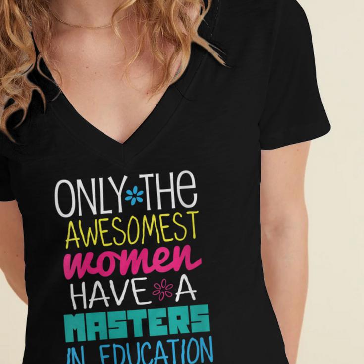 Masters In Education Degree Graduation Women MeD Women's Jersey Short Sleeve Deep V-Neck Tshirt