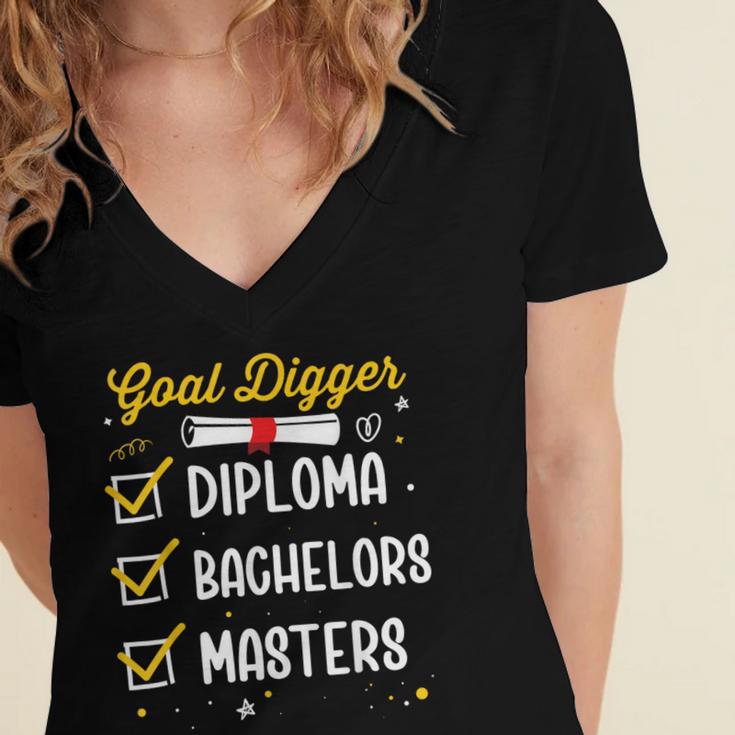 Masters Graduation Goal Digger Mastered It Women's Jersey Short Sleeve Deep V-Neck Tshirt