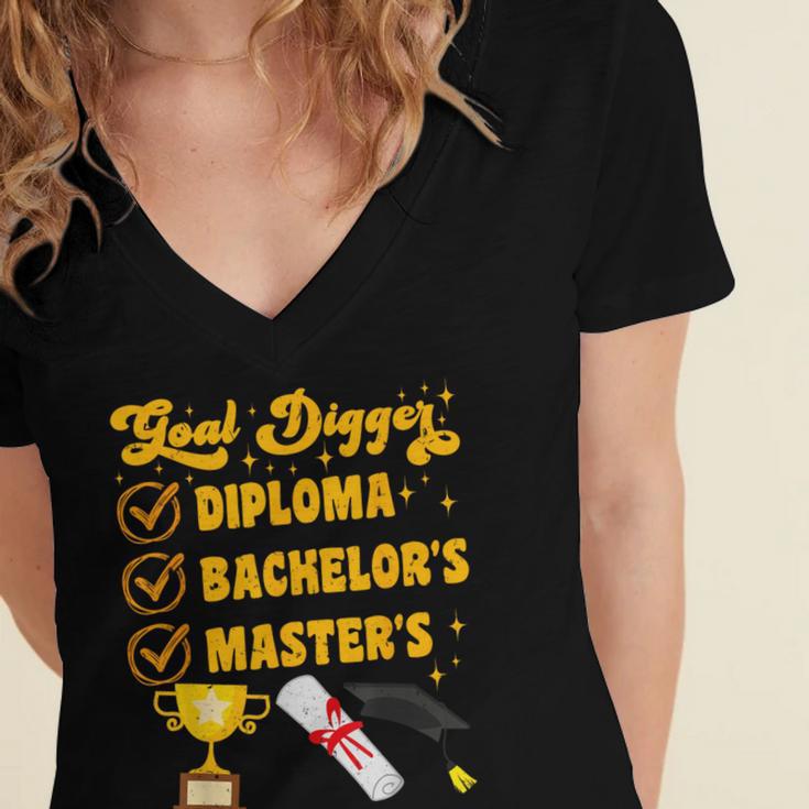 Master's Thesis Passed Goal Digger Master's Graduation Women's Jersey Short Sleeve Deep V-Neck Tshirt