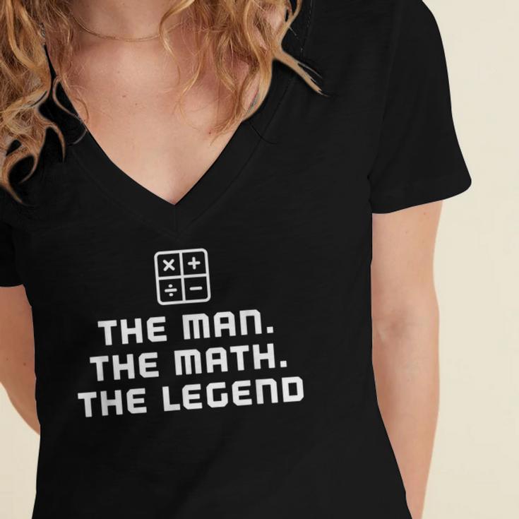 Math Teacher Shirts The Legend Graduation Retirement Women's Jersey Short Sleeve Deep V-Neck Tshirt
