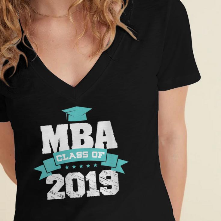 MBA Class Of 2019 Graduate Business School Graduation Women's Jersey Short Sleeve Deep V-Neck Tshirt