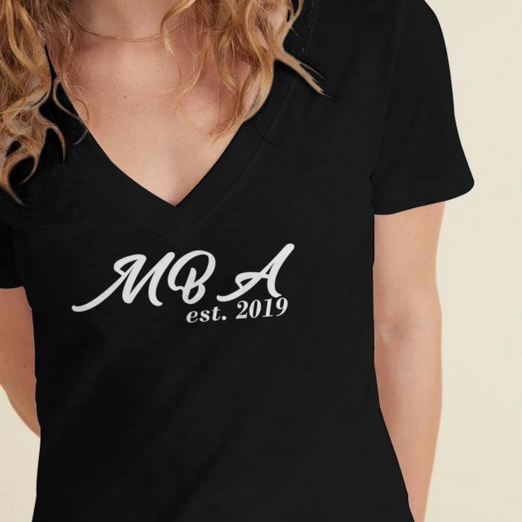 MBA Established 2019 MBAs Graduation Shirt Women's Jersey Short Sleeve Deep V-Neck Tshirt