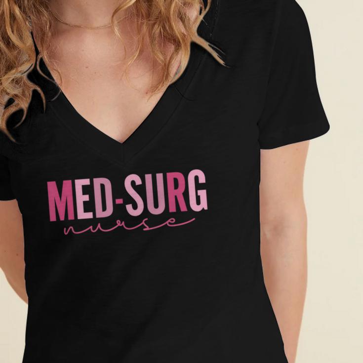 Med Surg Nurse Appreciation Nursing School Graduation Women Women's Jersey Short Sleeve Deep V-Neck Tshirt