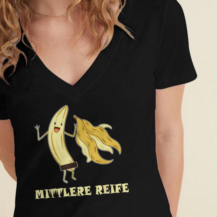 Medium Mature Banana Banana Real School Graduation Celebrations Women's Jersey Short Sleeve Deep V-Neck Tshirt