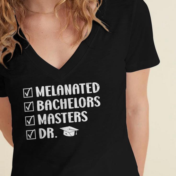 MELANATED BACHELORS MASTERS DR Doctor Graduation Women's Jersey Short Sleeve Deep V-Neck Tshirt