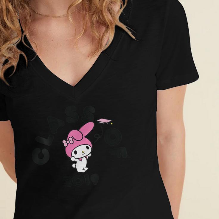 My Melody Class Od 2019 Graduation Seniors Women's Jersey Short Sleeve Deep V-Neck Tshirt