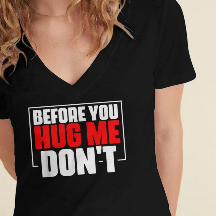 Meme Sarcastic Quotes For Antisocials Introverts Women's Jersey Short Sleeve Deep V-Neck Tshirt