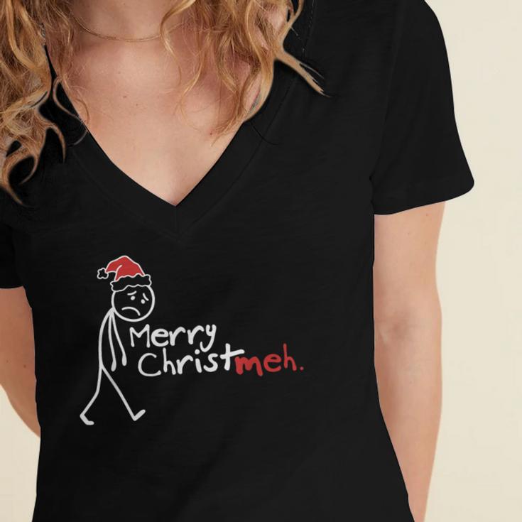 Merry Christ-Meh Christmas Introvert Women's Jersey Short Sleeve Deep V-Neck Tshirt Merry Christ-Meh Christmas Introvert Women's Jersey Short Sleeve Deep V-Neck Tshirt