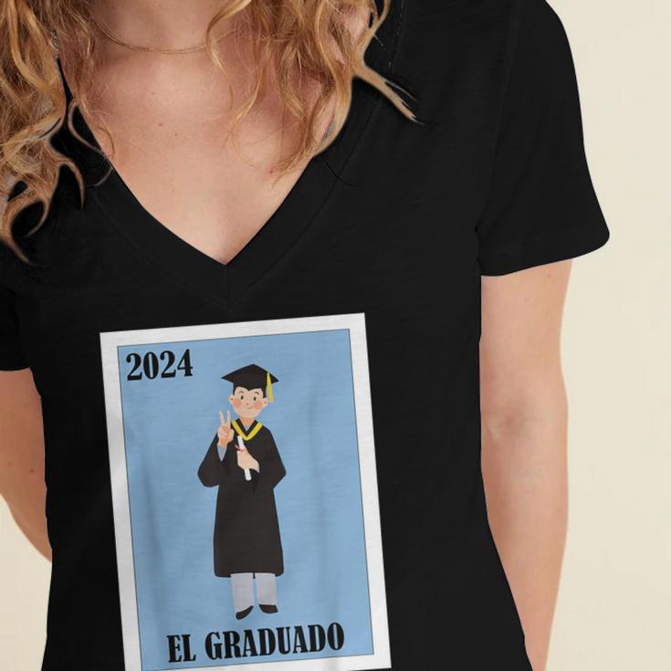 Mexican For Graduation El Graduado 2024 Women's Jersey Short Sleeve Deep V-Neck Tshirt