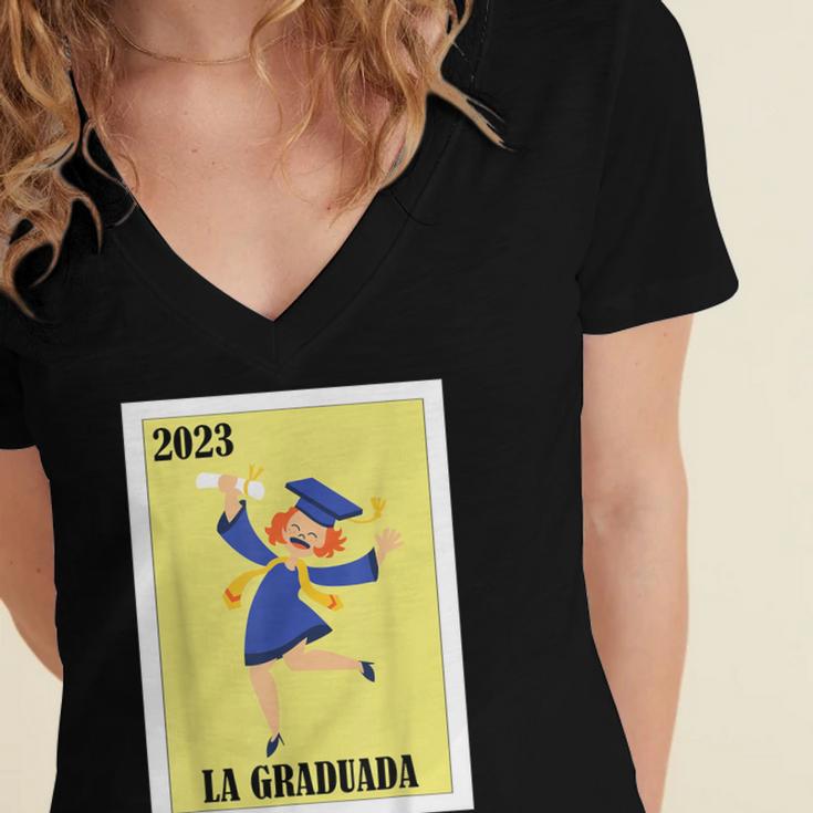 Mexican For Graduation La Graduada 2023 Women's Jersey Short Sleeve Deep V-Neck Tshirt