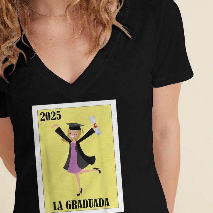 Mexican For Graduation La Graduada 2025 Women's Jersey Short Sleeve Deep V-Neck Tshirt