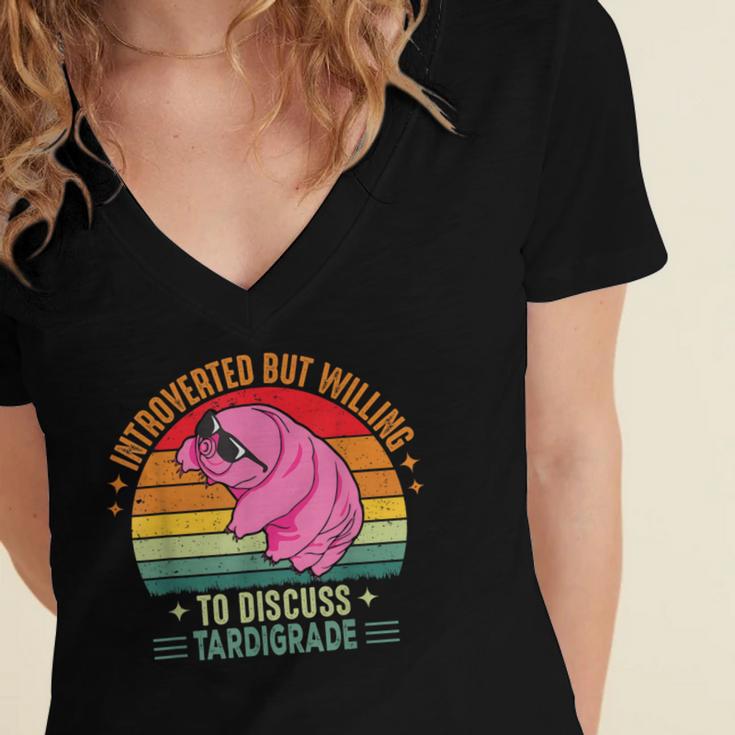 Microbiology Science Nerd STEM Introvert Tardigrades Lover Women's Jersey Short Sleeve Deep V-Neck Tshirt