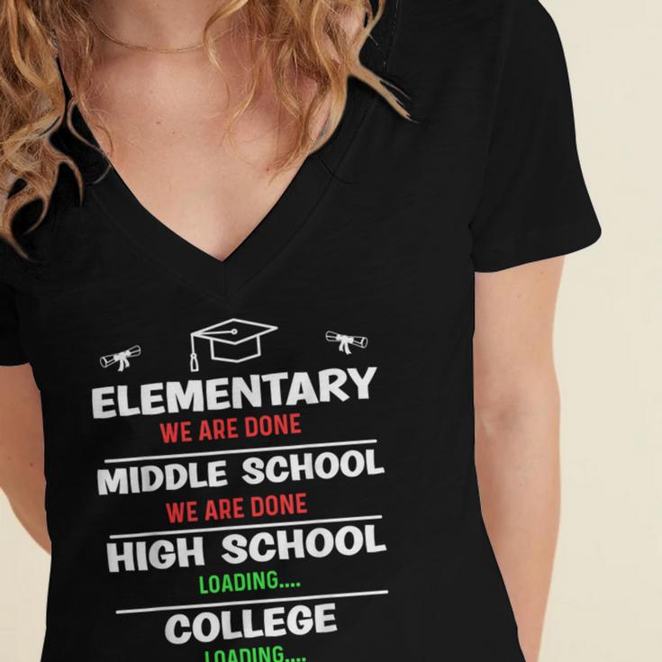 Middle School Graduation We Are Done Class Of 2023 8th Grade Women's Jersey Short Sleeve Deep V-Neck Tshirt