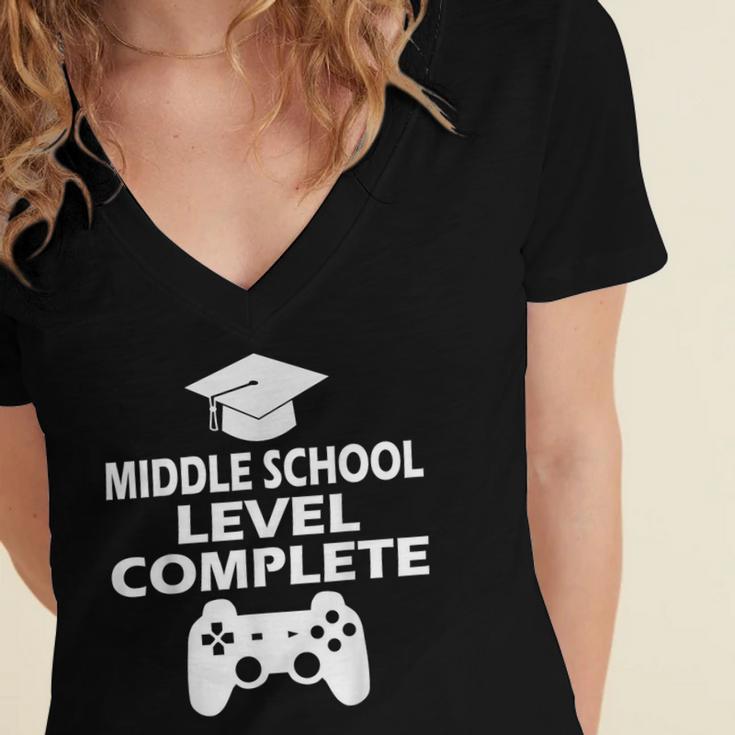 Middle School Level Complete Gamer Graduation Day 2024 Women's Jersey Short Sleeve Deep V-Neck Tshirt
