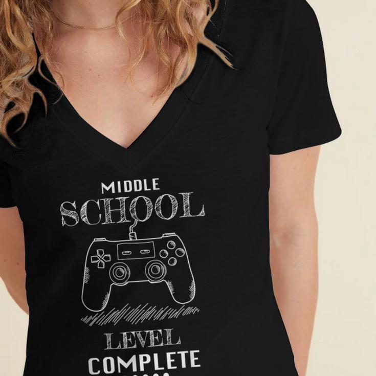 Middle School Level Complete Shirt Graduation Gaming Women's Jersey Short Sleeve Deep V-Neck Tshirt