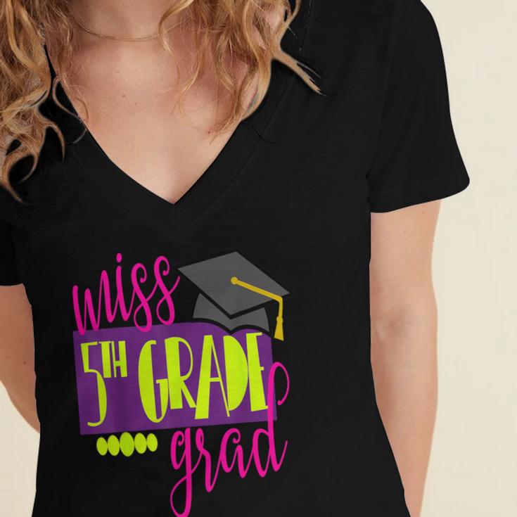 Miss 5th Grade Shirt 5 Grad Kids Girl Graduation School Women's Jersey Short Sleeve Deep V-Neck Tshirt