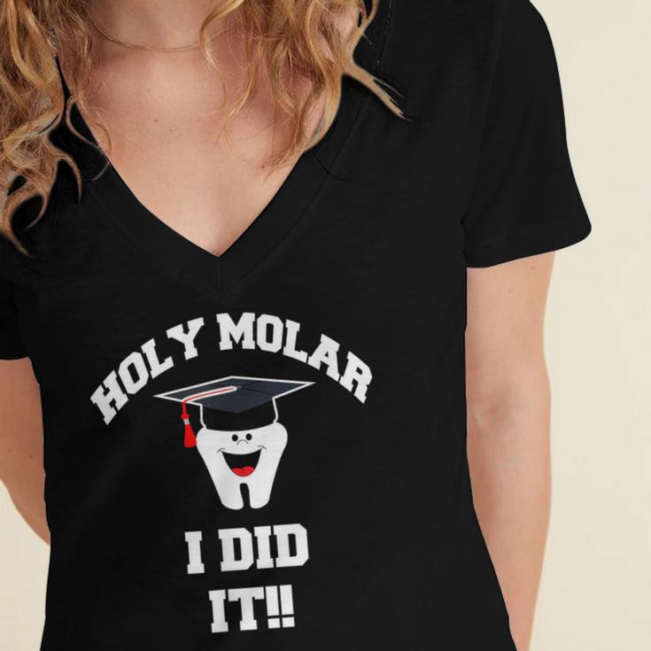 Molar Dentist Dental Hygienist Graduation Shirt Women's Jersey Short Sleeve Deep V-Neck Tshirt