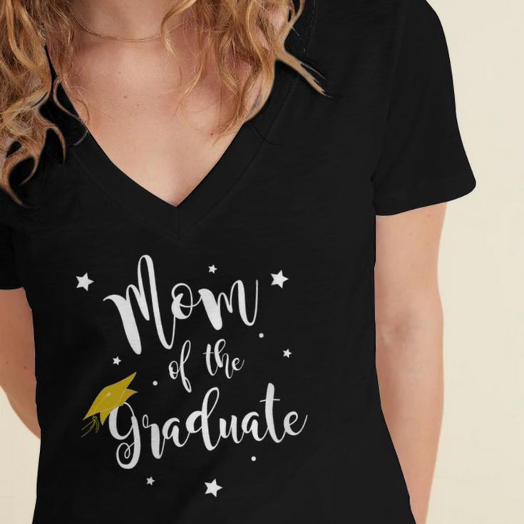 Mom Of The Graduate Mother Of Grad Mama Of Senior Graduation Women's Jersey Short Sleeve Deep V-Neck Tshirt