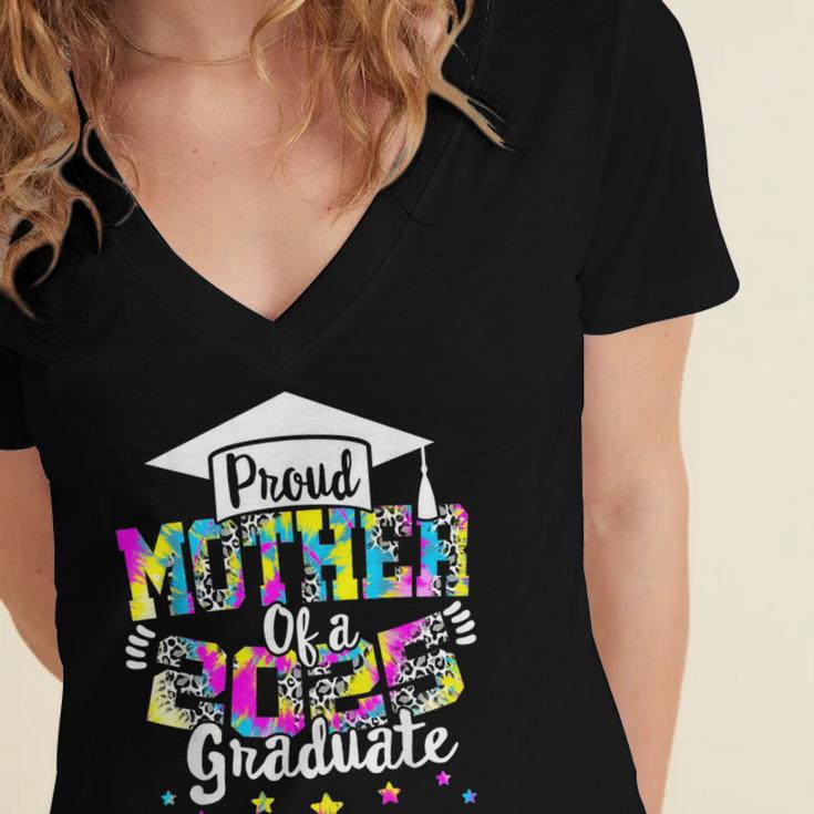 Mother Of a 2025 Graduate Tie Dye Class Senior Graduation 25 Women's Jersey Short Sleeve Deep V-Neck Tshirt