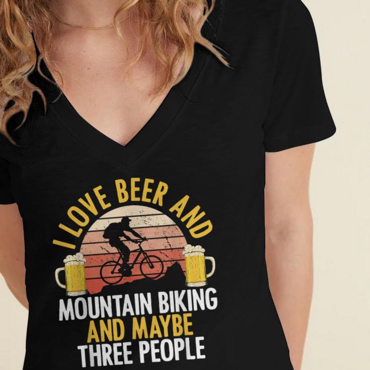Mountain Biking Beer Drinking Introvert Sayings For Cyclist Women's Jersey Short Sleeve Deep V-Neck Tshirt