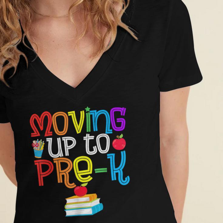 Moving Up To Pre-K Teacher Student Kid Graduation T-Shirt Women's Jersey Short Sleeve Deep V-Neck Tshirt