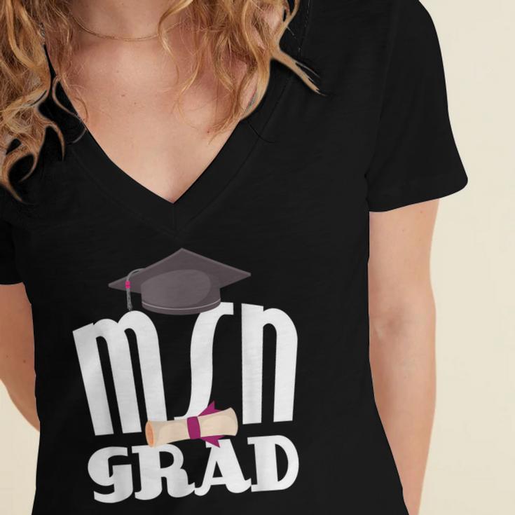 MSN Masters Graduation Men Women Son Daughter Women's Jersey Short Sleeve Deep V-Neck Tshirt