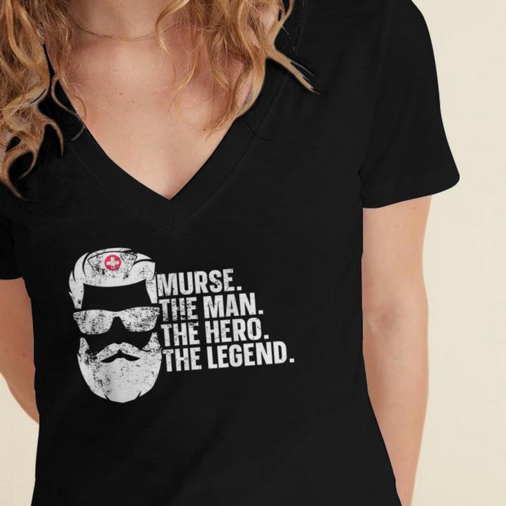 Murse Male Nurse Student Man Nurses Murse RN Graduation Week Women's Jersey Short Sleeve Deep V-Neck Tshirt