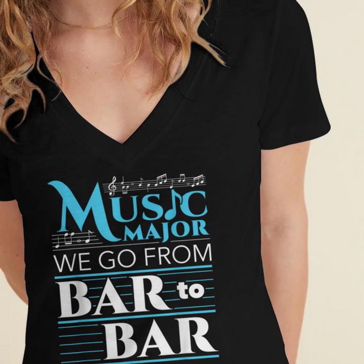 Music Major Student Pun Graduation Women's Jersey Short Sleeve Deep V-Neck Tshirt