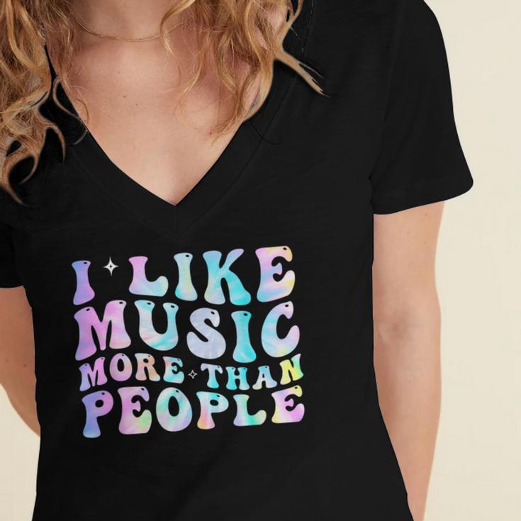 I Like Music More Than People Introvert Musician Retro Women's Jersey Short Sleeve Deep V-Neck Tshirt I Like Music More Than People Introvert Musician Retro Women's Jersey Short Sleeve Deep V-Neck Tshirt