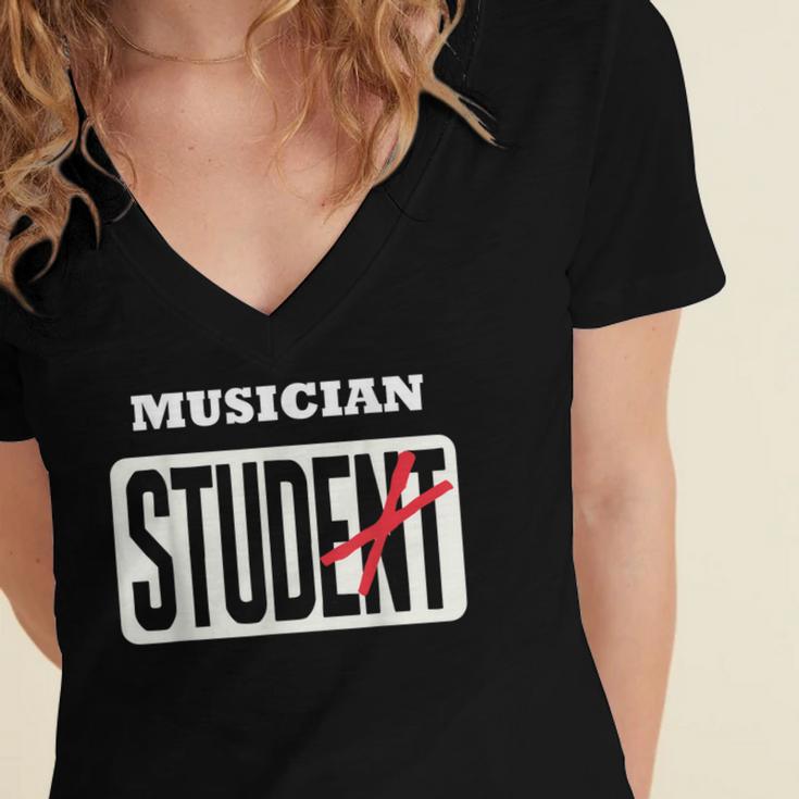 MUSICIAN Student Shirt Graduation MUSICIAN Stud Women's Jersey Short Sleeve Deep V-Neck Tshirt