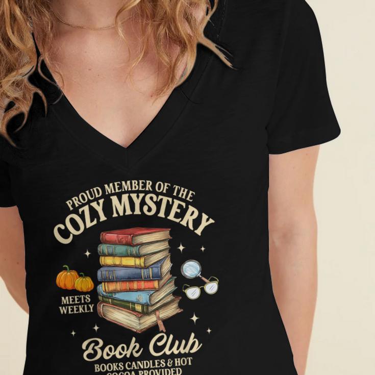 Mystery Book Reader Member Of The Cozy Mystery Book Club Women's Jersey Short Sleeve Deep V-Neck Tshirt