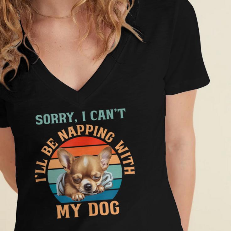 Napping Chihuahua Dog Breed Sleeping Pet Pup Introvert Women's Jersey Short Sleeve Deep V-Neck Tshirt Napping Chihuahua Dog Breed Sleeping Pet Pup Introvert Women's Jersey Short Sleeve Deep V-Neck Tshirt
