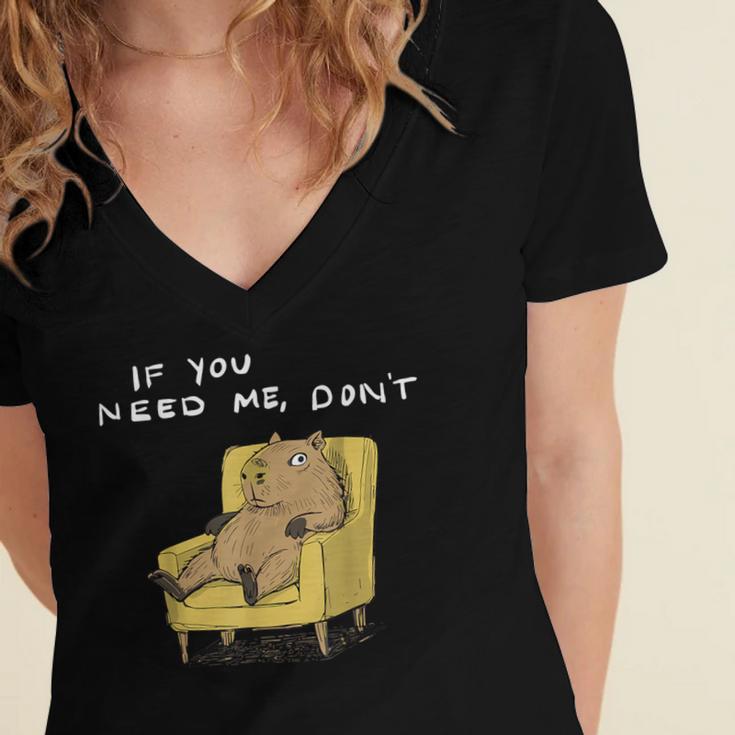 If You Need Me Don’t Introvert Capybara Sarcastic Women's Jersey Short Sleeve Deep V-Neck Tshirt If You Need Me Don’t Introvert Capybara Sarcastic Women's Jersey Short Sleeve Deep V-Neck Tshirt