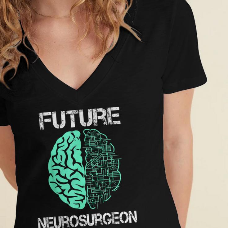 Neuro Surgeon Brain Student Graduation Future Neurosurgeon Women's Jersey Short Sleeve Deep V-Neck Tshirt