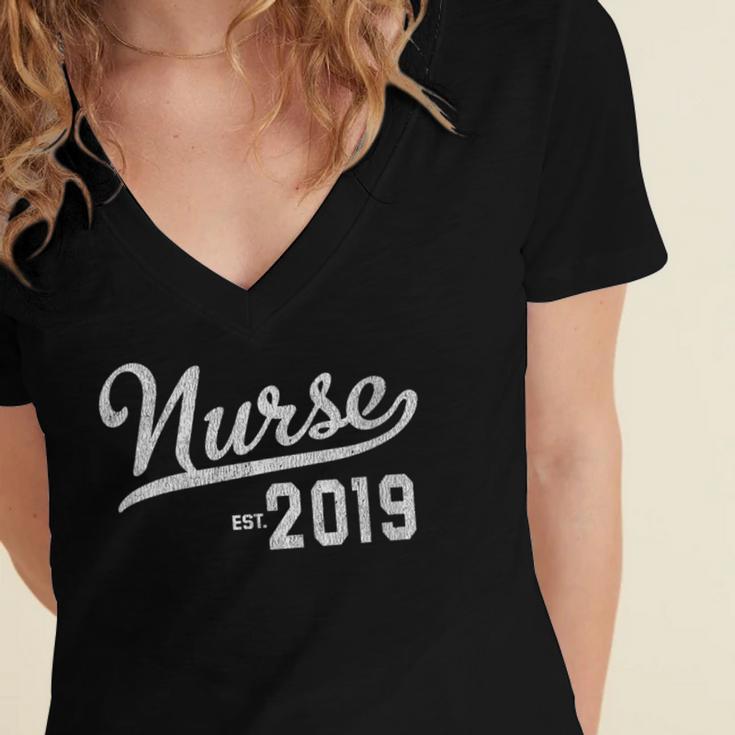 New RN Nurse Graduation 2019 Women's Jersey Short Sleeve Deep V-Neck Tshirt