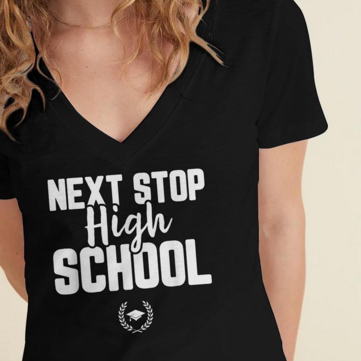 Next Stop High School Graduation T-Shirt Women's Jersey Short Sleeve Deep V-Neck Tshirt